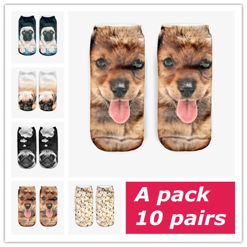 QianBei, 10 пар/упак., новинка,, женские носки с 3D принтом, брендовый носок, модные носки унисекс, женские низкие носки, распродажа