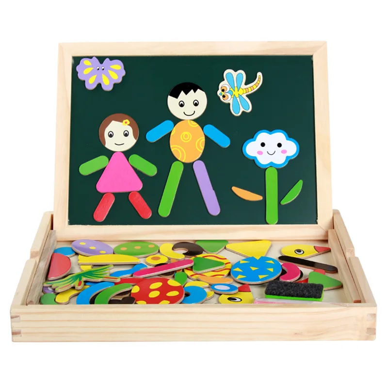 

Wood Mom Wonderful Sketchpad Wooden Magnetic Double-Sided Jigsaw Puzzle Sketchpad Children Joypin Educational Puzzle Jigsaw Puzz
