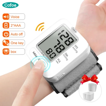 Cofoe Monitor per la pressione sanguigna da polso Misuratore di pressione digitale automatico Attrezzature mediche Portatile sfigmomanometro tonometro Misuratore di pressione sanguigna da polso medico inglese
