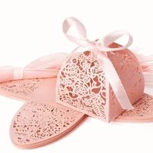 50 шт./лот розовое лазерный полый, для конфет коробки изготовленные на заказ с изображением розы Свадебное сахар сладкие конфеты сахарная вата Коробки элегантная подарочная коробка Свадебная вечеринка