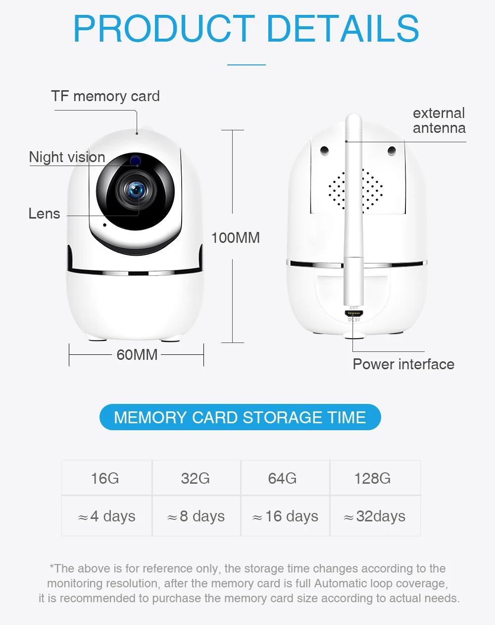 PTZ 360 Degrees Home Security 1080P Wifi Camera