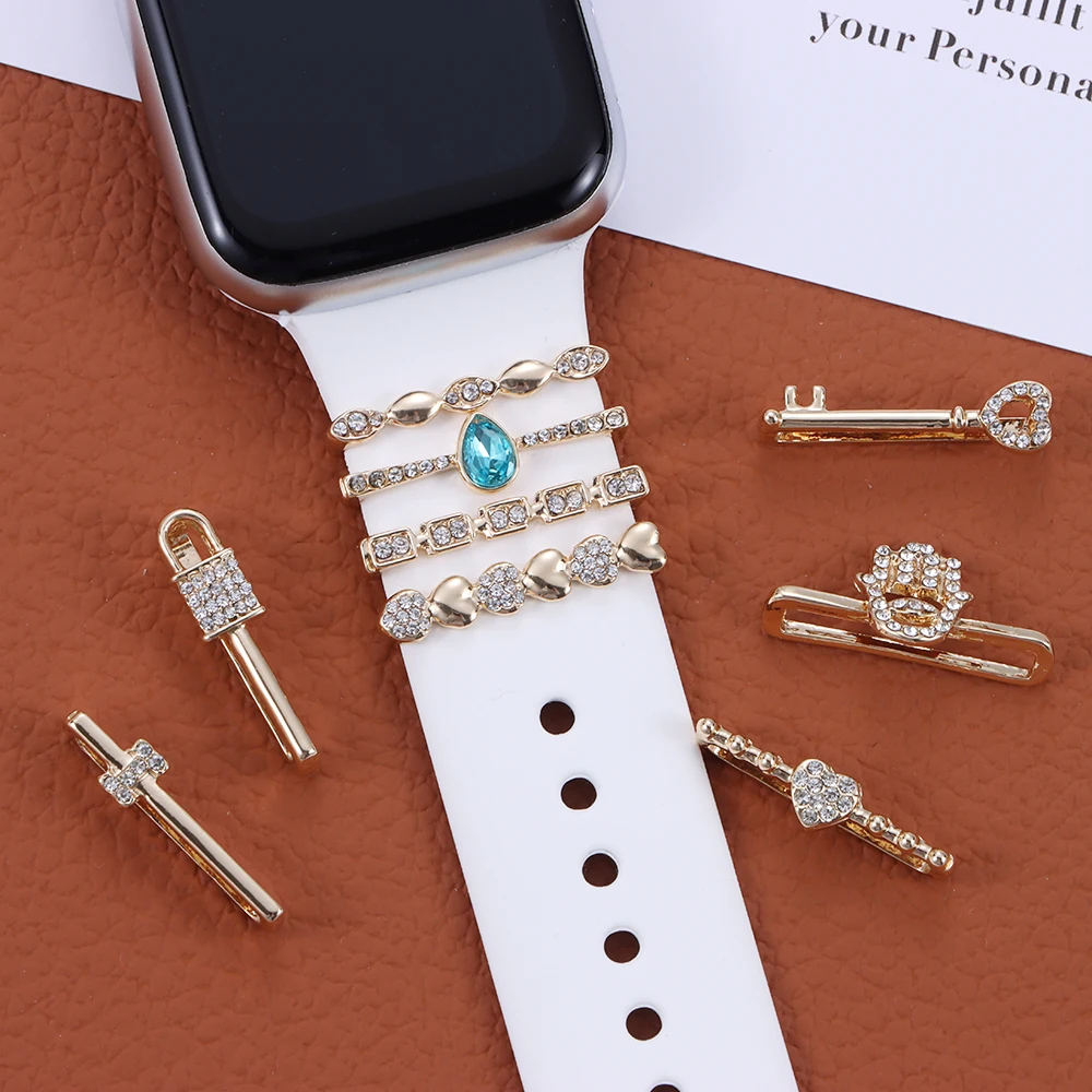 Metal Diamond Charms Decorative Ring For Apple Watch Band Ornament ...