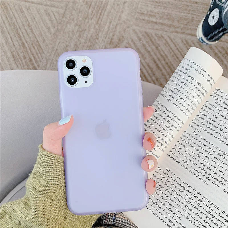 Светло-фиолетовый Милый силиконовый мягкий чехол для Iphone 7, 8, 6s, 6 Plus, 11 Pro, Xs, Max, Xr, X, прозрачный латексный Тонкий чехол карамельного цвета для Iphone 7, 6, X, S, P - Цвет: Светло-фиолетовый