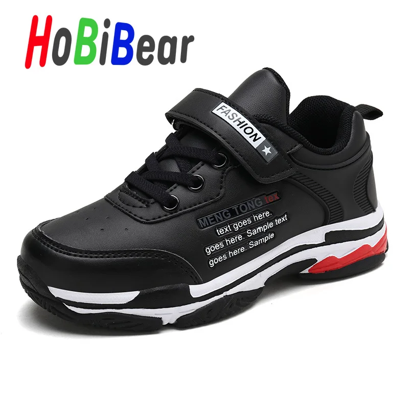 HOBIBEAR/Молодежные кроссовки для мальчиков; Цвет черный, красный; повседневная детская обувь для мальчиков; Роскошная Брендовая обувь для бега для мальчиков; сезон осень; беговые кроссовки для мальчиков
