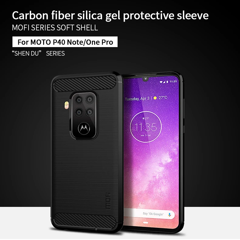 Чехол MOFI для Motorola Moto One Pro Бампер Мягкий чехол из термополиуретана и силикона карбоновый армированный чехол s для Motorola Moto P40 Note чехол для телефона