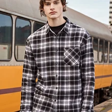 SEMIR мужские Зимние новые черные и белые клетчатые повседневные модные рубашки с длинным рукавом Корейская версия трендовые ретро рубашки мужские