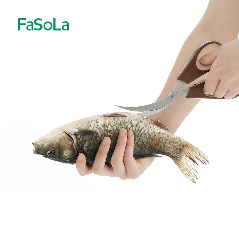 

FaSoLa Stainless Steel Kitchen Scissors Fish Tools Crab Crackers Picks Seafood Forks Spoons Shrimp Deveiners Peelers Accessories