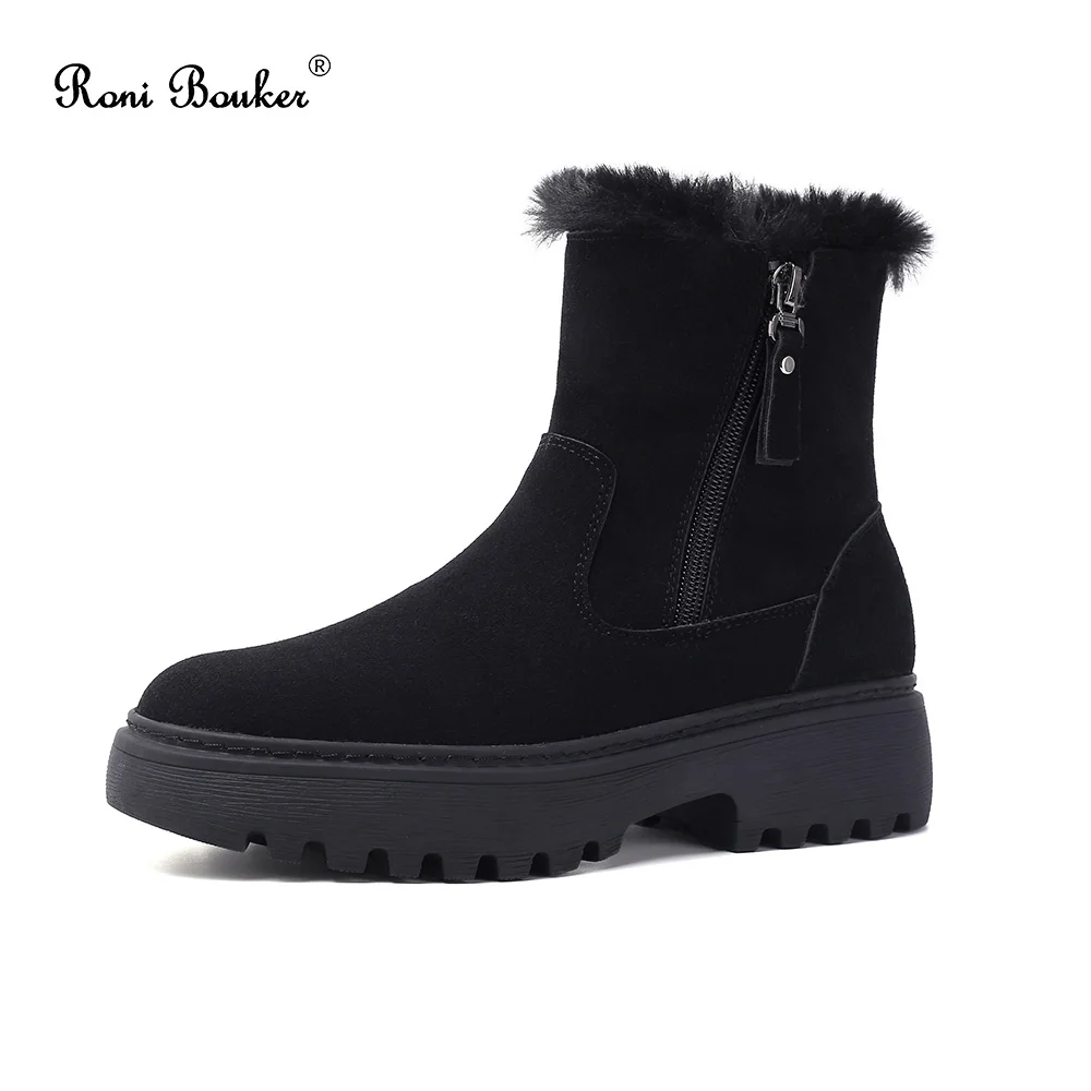 Roni Bouker/женские зимние ботинки; большие размеры; женские теплые ботинки на платформе; botas mujer; коллекция года; ботильоны для женщин; женские зимние ботинки; Цвет Черный - Цвет: Black