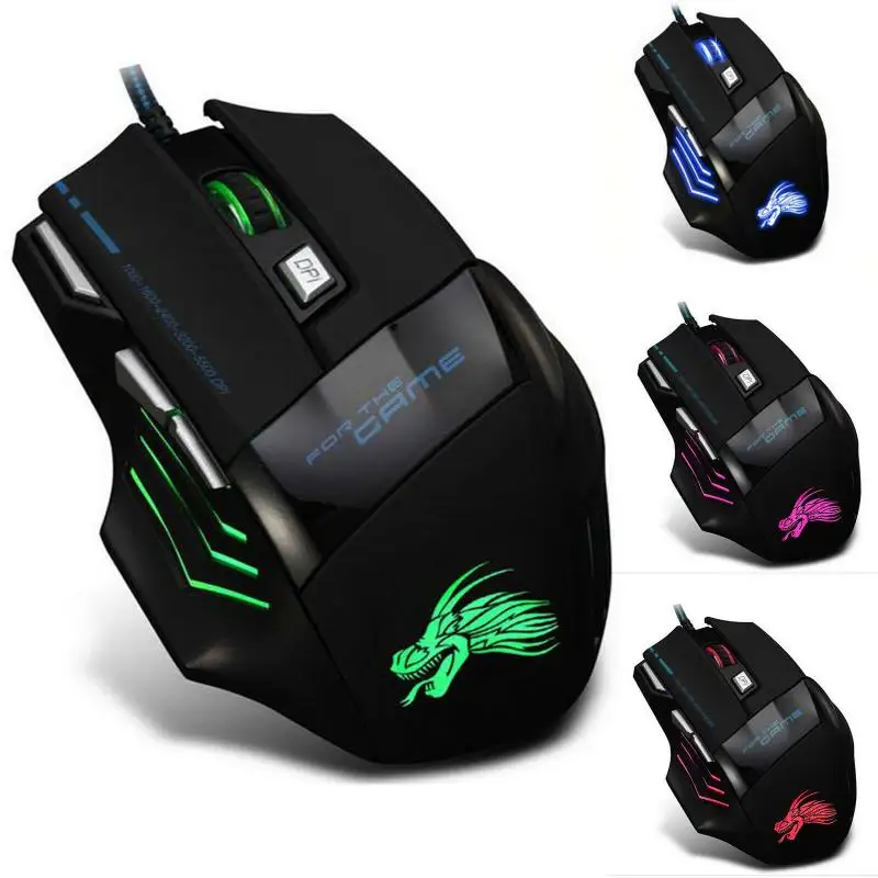Новинка игровая проводная мышь H7 7 кнопок 5500 DPI Esports RGB подсветка бесшумная