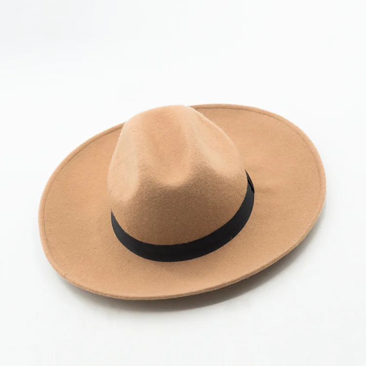 01909-HH8004 Зимняя шерстяная однотонная формальная Шляпа Fedora для мужчин и женщин для отдыха Панама шляпа