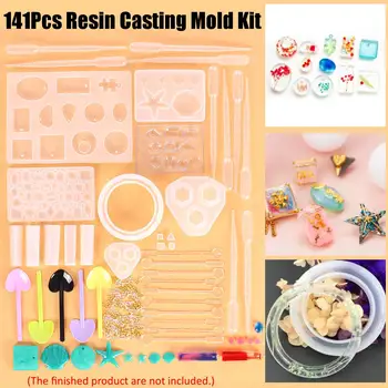 

141Pcs DIY Epoxy Resin Mold Kit DIY Jewelry Casting Tools Silicone Mold Handmade Necklace Pendant Bangle Gifts Professional