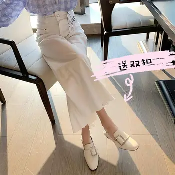 

2020 Spring and Summer a Pedal Lazy Slippers Flat Loafers Leather Shoes Better Sense Side Buckle Step Documentary Shoes Female