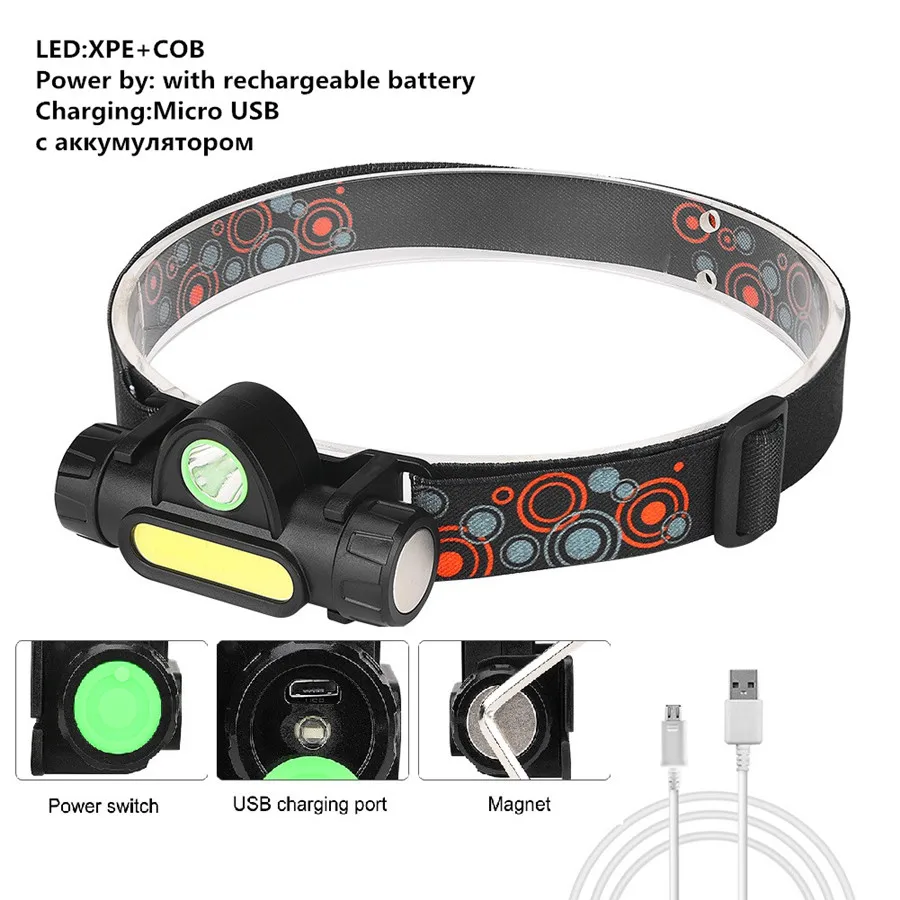 lamp with battery CREE XM L2 светодиодный мини головной свет USB Белый свет Головной фонарь фонарик 18650 батарея налобный фонарь для кемпинга охоты - Испускаемый цвет: lamp with battery
