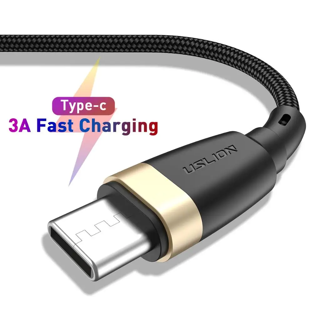 Gold USLION USB кабель type C кабель для huawei P30 быстрое зарядное устройство USB C кабель для samsung S9 мобильный телефон зарядный провод кабель для передачи данных - Цвет: Gold