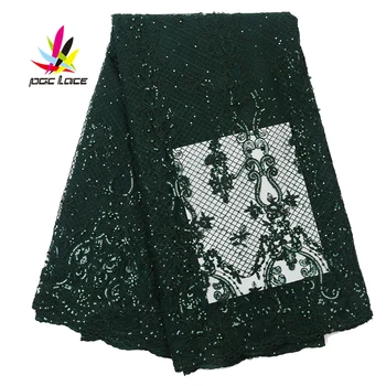

Evening Dress Fabrics Sequin Handmade Embroidered French Cord Flower Applique High Quality Fabric with Beads and Pearl AMY2719B