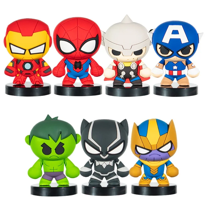 Disney Marvel Avengers Figures Dolls Iron Man Thanos Spiderman Home  Ornaments Car Decorations Keychain Pendants Cartoon Toy Gift