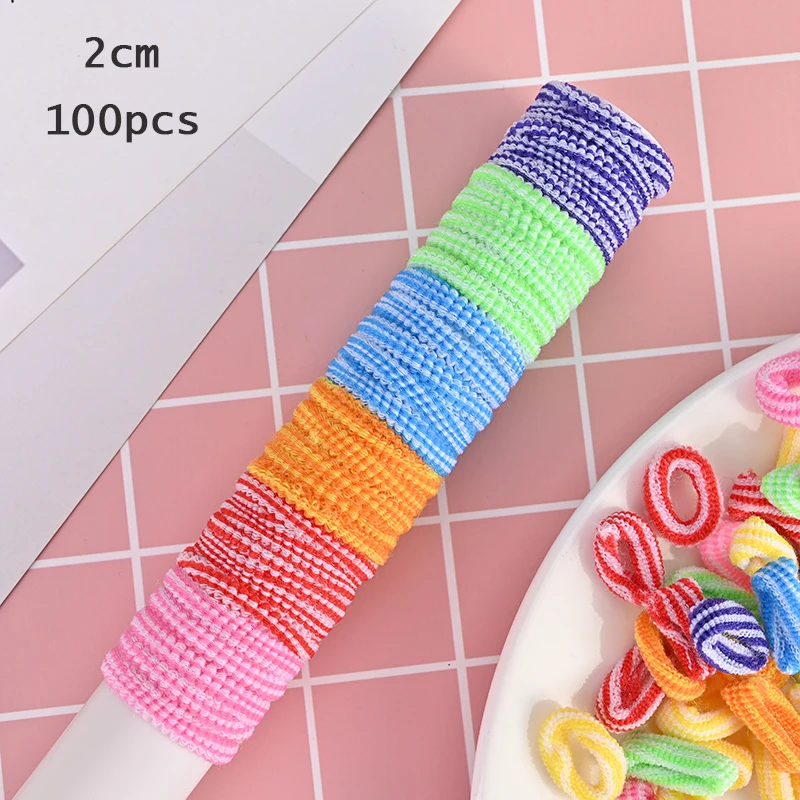 50/100pcs 2/3cm Colorful Girls Elastic Hair Bands Holder Tie Wholesale Rubber Band Kids Hair Accessories Hair Bands for Girls - Цвет: 2cm 100PCS