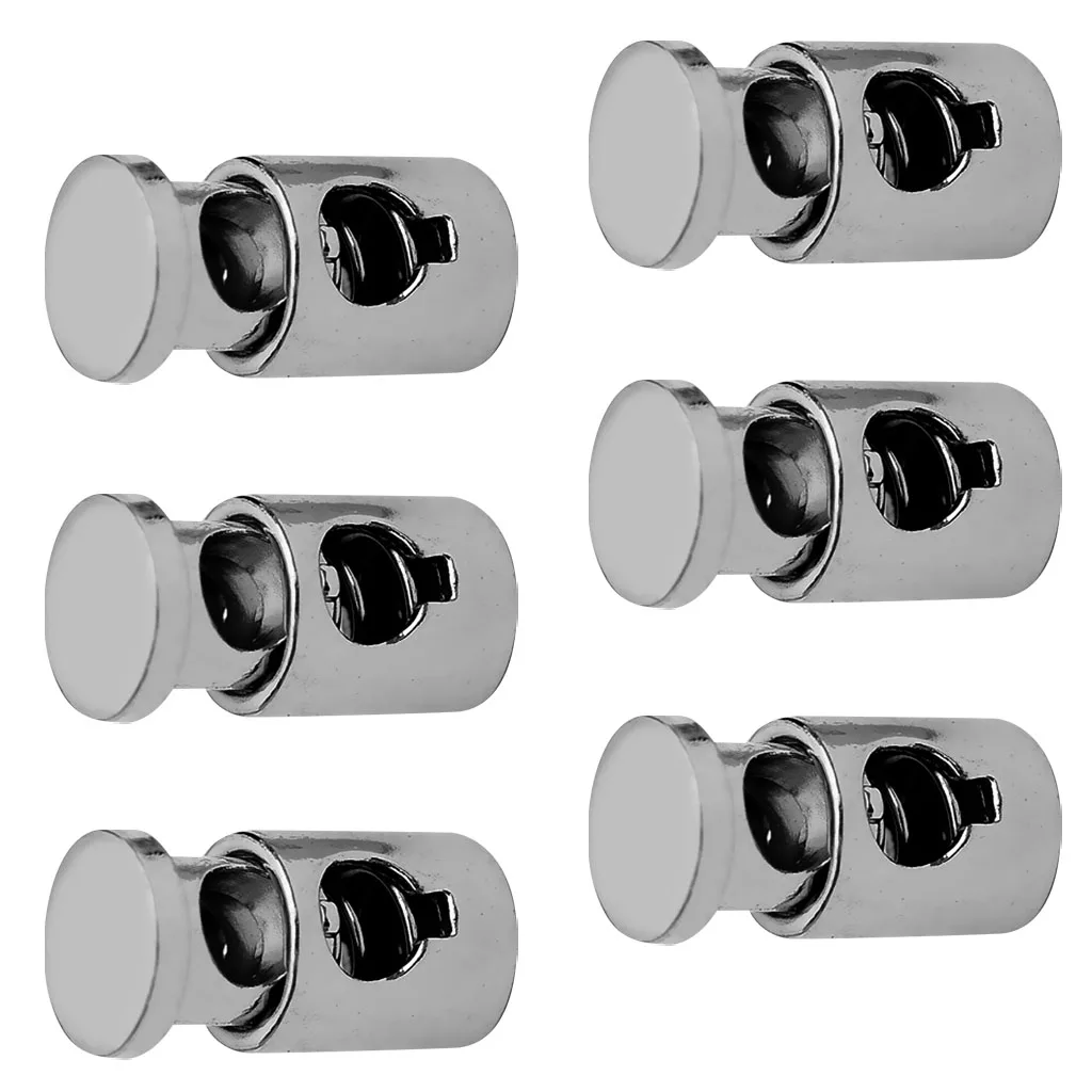 6x Gray Alloy Toggle Spring Clasp Stop Single Hole Barrel String Cord Locks