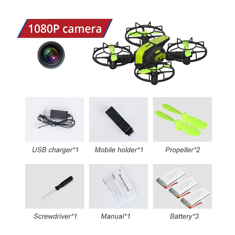 JC-15-1080-GR-3B Радиоуправляемый Дрон мини-Квадрокоптер с камерой HD Rc wifi FPV камера Дрон Радиоуправляемый вертолет DIY обучающая сборная игрушка для профессионального дрона - Цвет: JC-15-1080-GR-3B