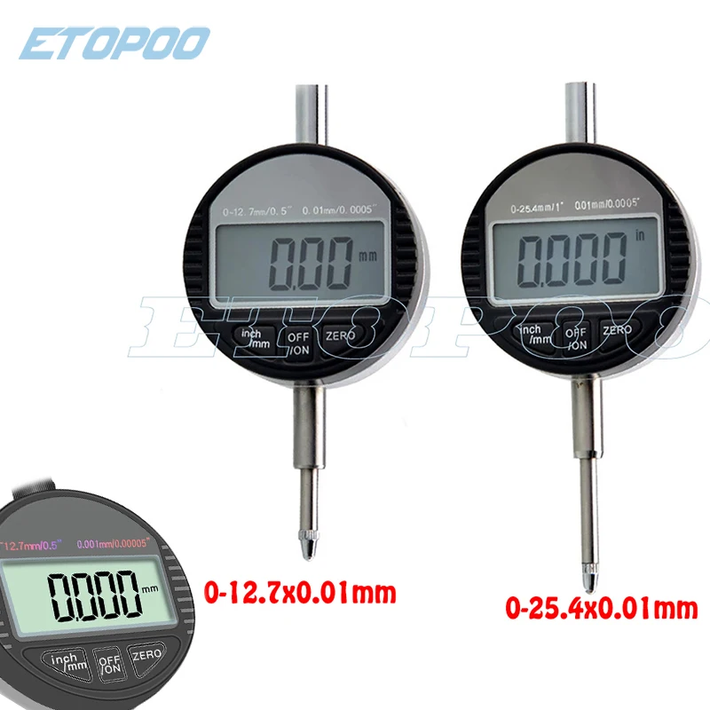 Digital indicator 4 size 0-12.7mm/0-25.4mm 0.001mm 0.00005" Electronic Micrometer Metric/Inch Dial Indicator Gauge