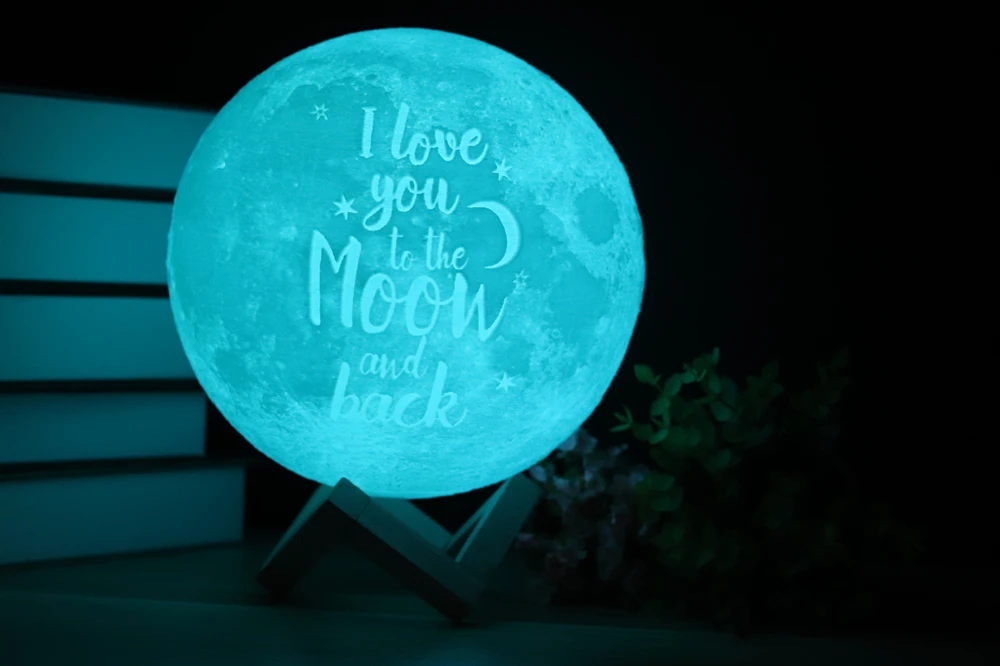 Photo/Text Custom 3D Printing Moon Lamp Night Light Customized Personalized Lunar USB Rechargeable Lamp Touch/Tap/Remote Switch