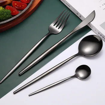 

Black Tableware Cutlery Stainless Steel Cutlery Set Fork Spoon Knife Dinner Set Forks Spoons Black Dinnerware Set Eco Friendly