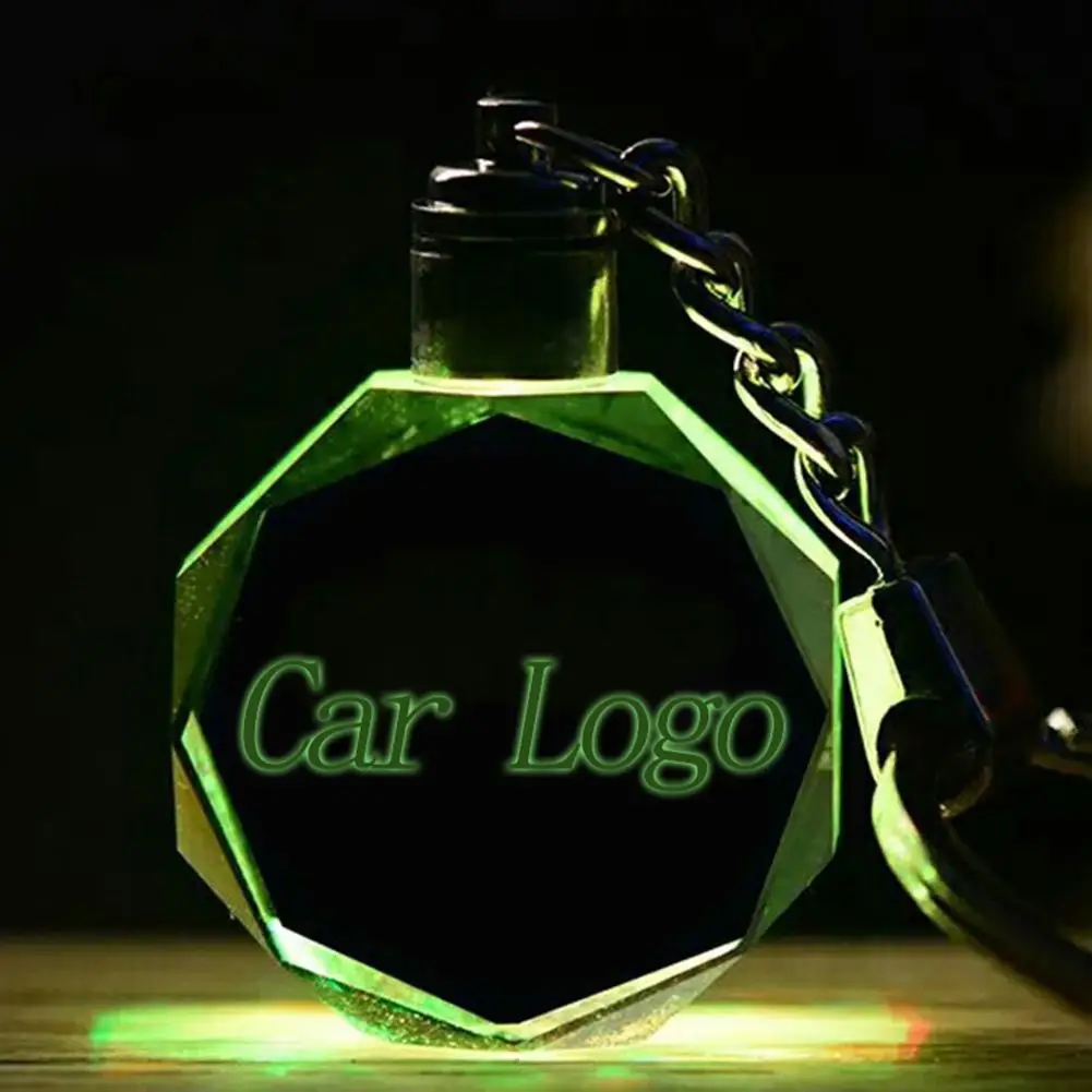 

20 Model New Luminous Glow Key Chain Car Logo LED Cut Glass Keychains Party Supplie Car Logo Key Ring Keyrings