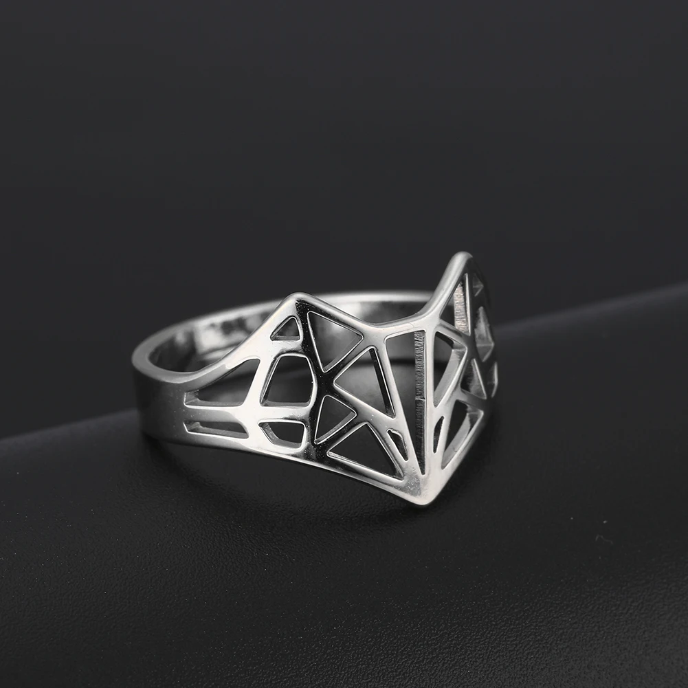 Skyrim Origami Fox Ring Stainless Steel Casual Resizable Gold Color Finger Rings Jewelry