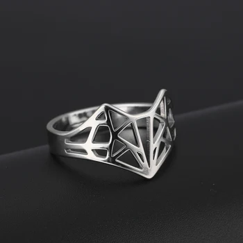 

Skyrim Origami Fox Ring Stainless Steel Casual Resizable Gold Color Finger Rings Jewelry Wedding Band Anniversary Gift for Women