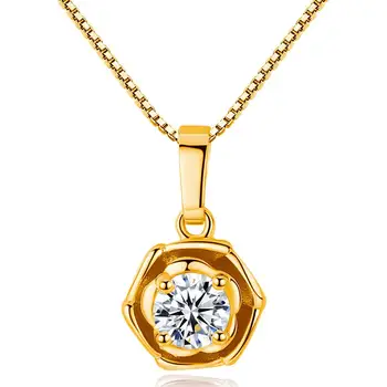 

CLASSICAL SMALL AAA ZIRCON DIAMOND PENDANT NECKLACES FOR WOMEN ROSE GOLD TONE CHOKER CHAIN JEWELRY BIJOUX FASHION ACCESSORY GIFT