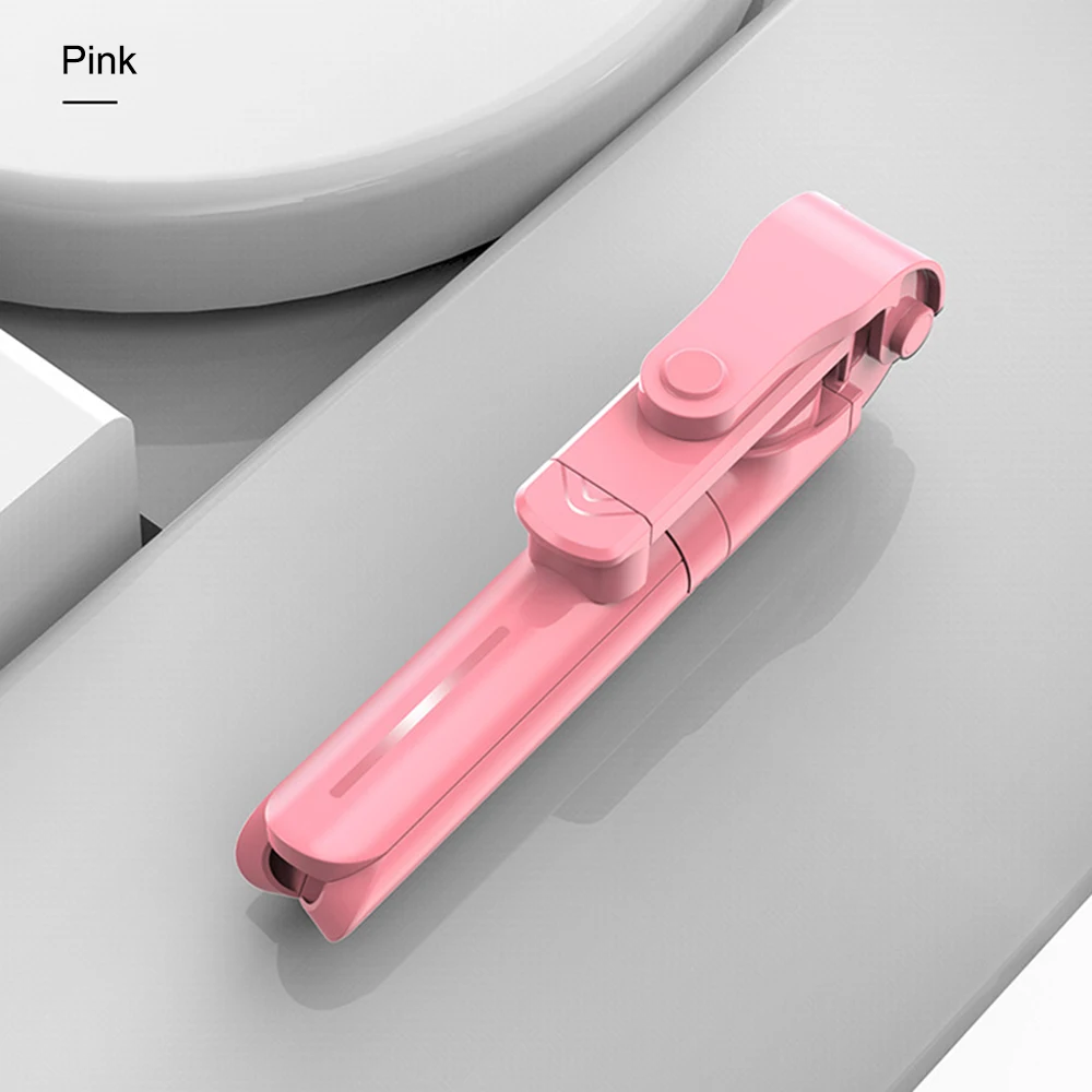 3 в 1 беспроводной Bluetooth селфи-Палка для iphone/Android/huawei складной ручной монопод с дистанционным спуском затвора Выдвижной мини-штатив - Цвет: Pink