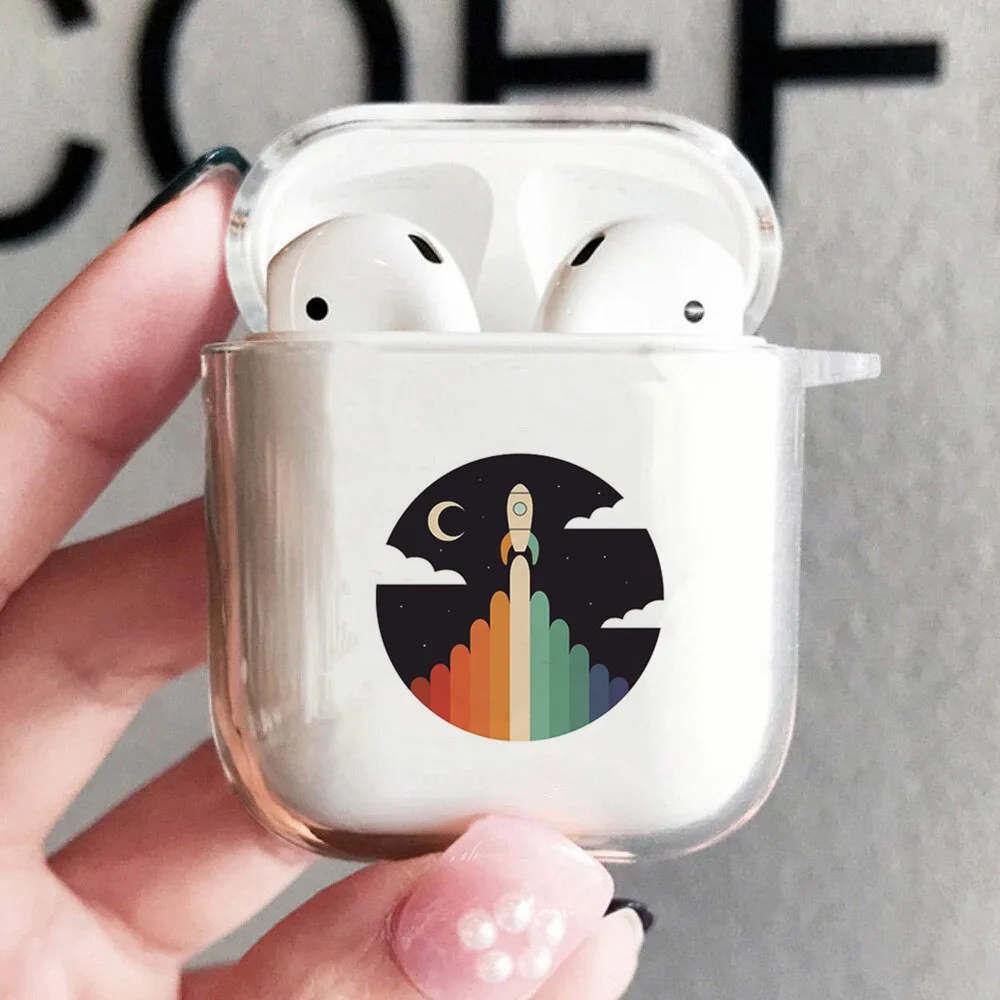 Забавный чехол из ТПУ с принтом ракеты для AirPods 1 2 беспроводной Bluetooth Air Pods