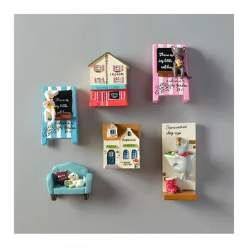 

3D Refrigerator Magnet Sticker Resin Creative stereo mini house building Magnets Souvenir artical Decoration