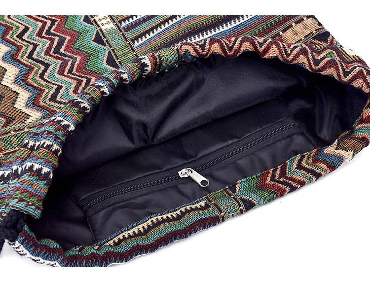 Холщовая пляжная сумка для отдыха на открытом воздухе, спортивная сумка, водонепроницаемая сумка с карманом, унисекс рюкзак мешок с кулиской, женский холщовый рюкзак в богемном стиле