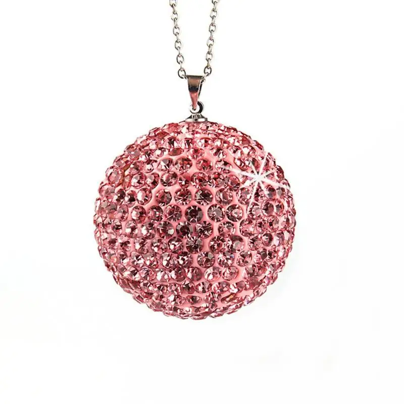 Car Hanging Ornaments Decor Pendants Metal Chain Rhinestone Ball Full Drilling Originality Fashion Cool Charm Rearview Mirror
