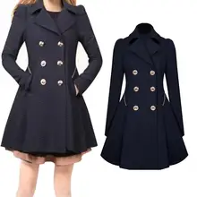 Женское двубортное одноцветное пальто с лацканами, элегантная женская куртка с длинными рукавами и рюшами