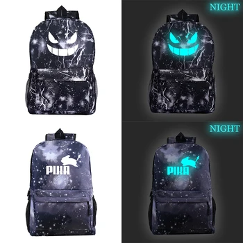 

2019 Pokemon Backpack Luminous Halloween School Bag for Teenagers Girls Boys Cartoon Travel Bags Mochila Unisex