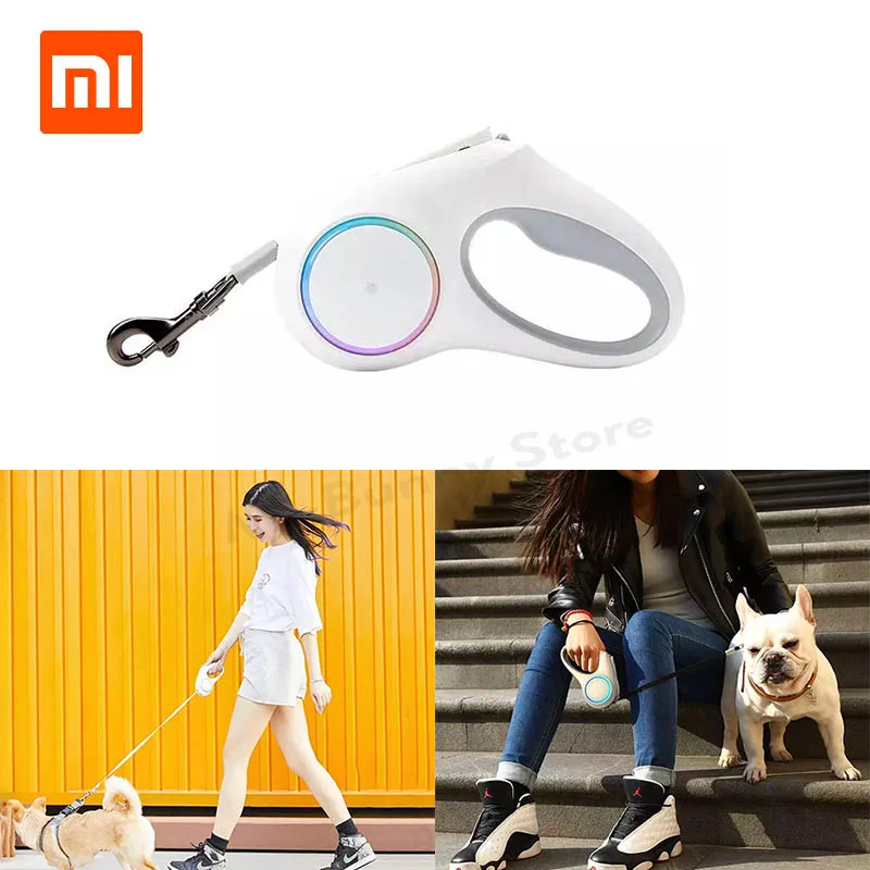 Xiaomi PETKIT Выдвижной Поводок для домашних животных поводок для собак Тяговый канат Гибкая форма кольца 2,6 м с перезаряжаемым светодиодный ночной Светильник