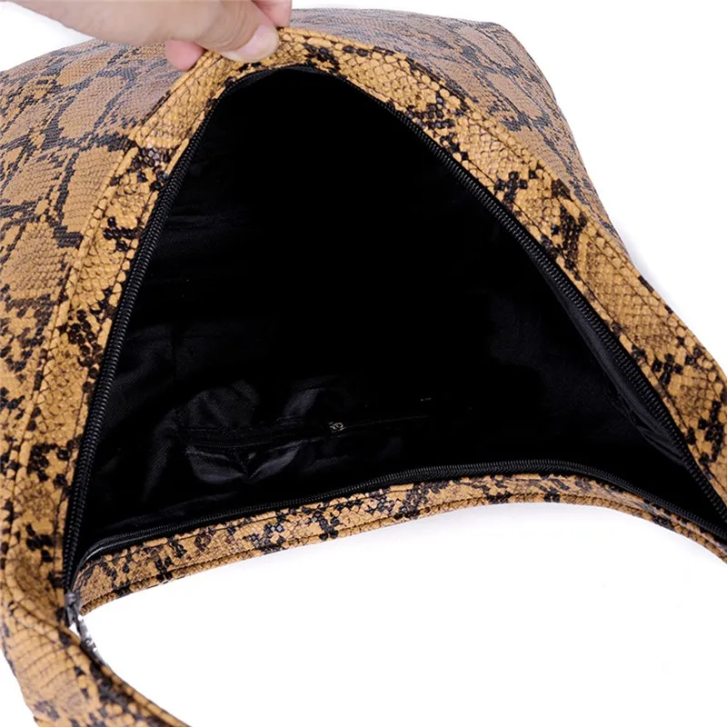 Ретро кожа змеиной сумки на ремне Повседневная Мягкая змеиная Большая емкость