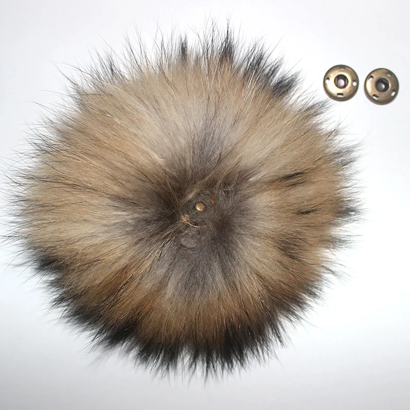 DIY 12 13 см помпоны из меха енота для зимних вязаных шапок натуральный мех помпон для детей детская шапка шапки