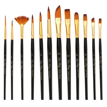 

Convenient 12Pcs Artist Paint Brushes Set For Watercolor Acrylic Gouache Painting Great Gift