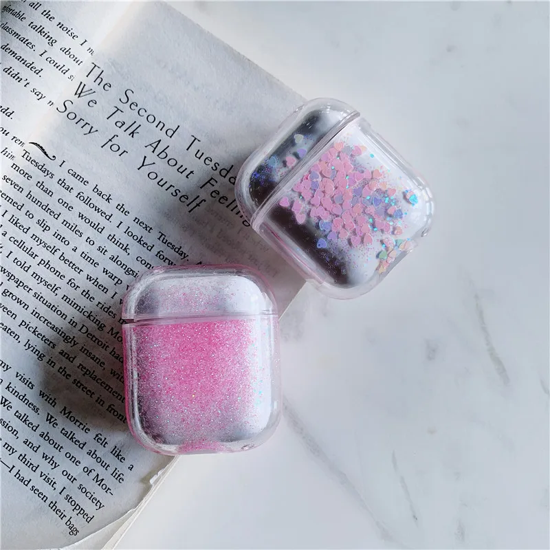 Чехол для наушников с жидким зыбучим песком для Apple Airpods 2 1 Air Pods с блестками, Защитная крышка для наушников AirPod