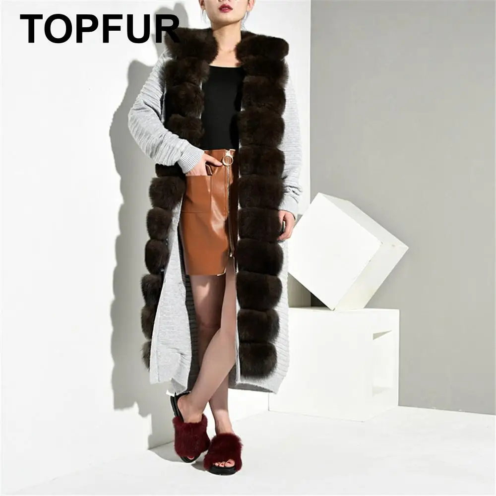 Женская трикотажная Шуба с поясом темно коричневая шуба из натурального меха