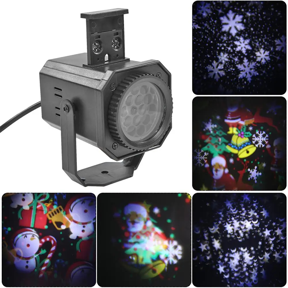 Светодиодный лазерный проектор с рождественским узором, красочный вращающийся сценический диско-светильник для диджеев, праздничные вечерние лампы для украшения, ночник, проектор, светильник