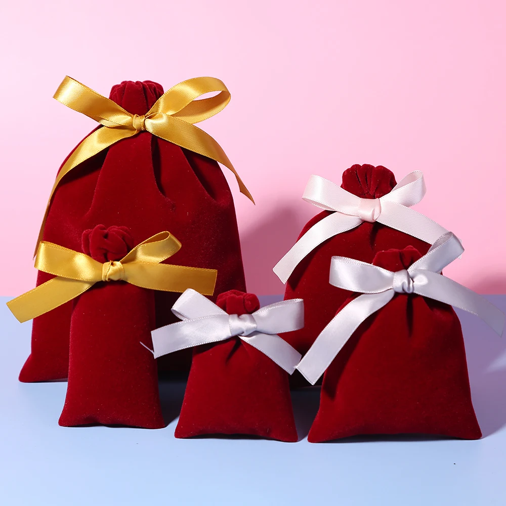 

Бархатный мешок для подарков, упаковка для ювелирных изделий мешочек на шнурке для помады, дня рождения, свадьбы, макияжа, упаковочный мешок с логотипом на заказ