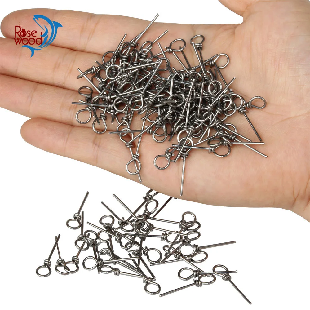 RoseWood 100pcs/lot Stinger Spike Finesse Stainless Steel soft bait Latch pin rigs Connector Needle Pins Hook Accessories | Спорт и