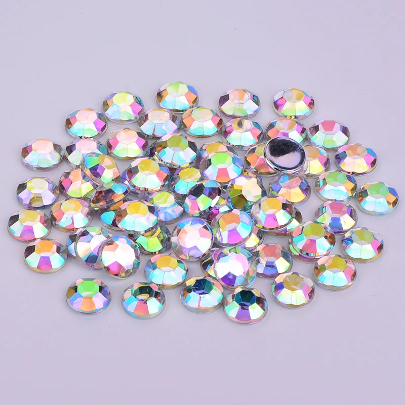 JUNAO-2-4-6-8-10-12-18-20mm-Round-Crystal-AB-Rhinestones-Flatback-Acrylic-Stones
