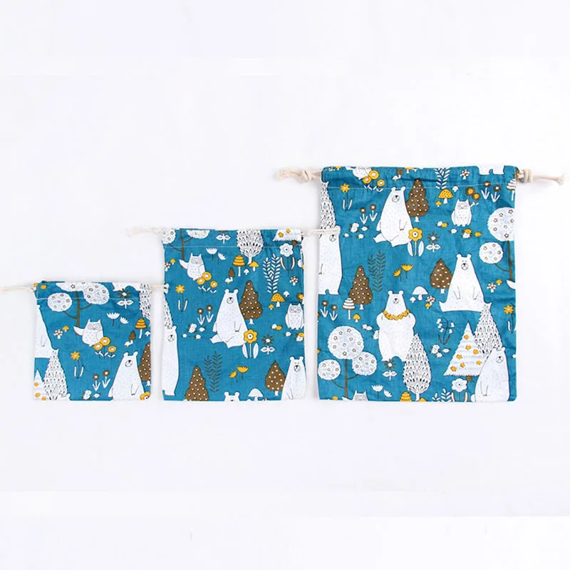 Милый мультяшный фруктовый полярный медведь, шнурок, мешок, луч, порт, сумка для хранения, для покупок, конфет, сумка для путешествий, для кухни