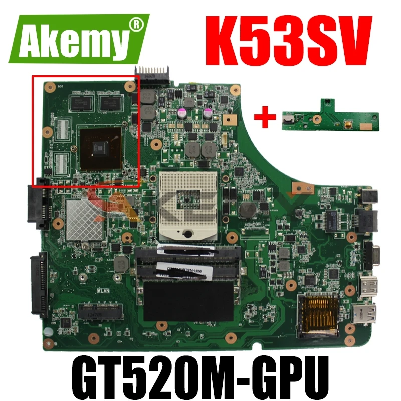 Akemy Новая материнская плата для ASUS K53SC X53S K53SV K53SM K53SJ P53Sj Материнская ноутбука HM65