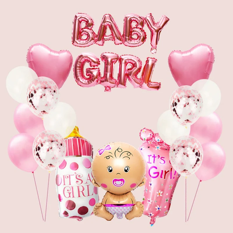 19pcs pink Украшения для детского душа бумага со слоном Торт Топперы его девочка мальчик Babyshower вечерние принадлежности пол раскрыть розовый синий - Цвет: 19pcs pink